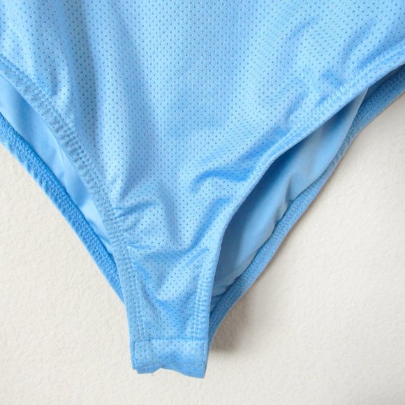 WILSONS X FOREVER 21 Baby Blue Mesh Jersey Bodysuit Sporty One Piece - Picture 6 of 10